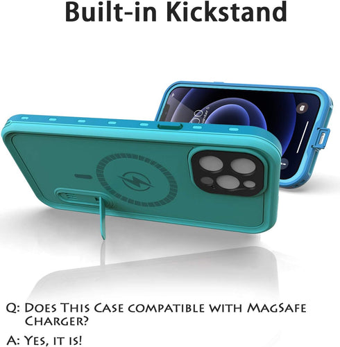 Diverbox Design for iPhone 12 Pro Max Waterproof Case with Kickstand, Durable Shockproof Phone Case Cover with Built in Screen Protector for iPhon...
