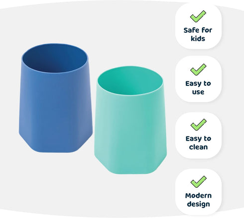 Tiny Twinkle Silicone Baby Cup 2 Pack - Open Training Cup for Independent Drinking, 4 oz (Blue, Mint)...