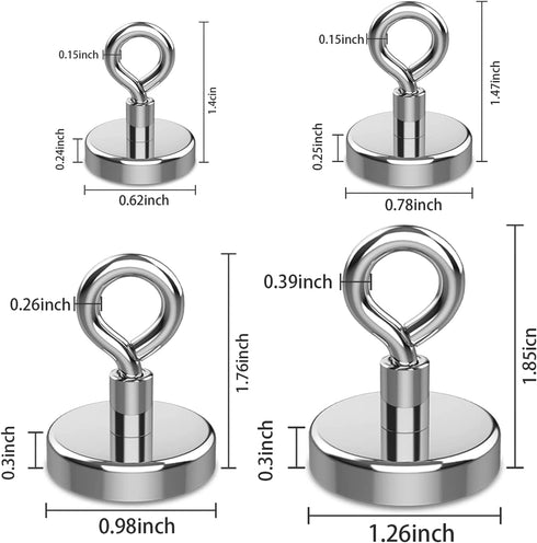 Magnetic Eye Hooks, 6PCS Strong Neodymium Magnet Loop Hooks for Hanging, Lights, Tools, Kitchen, Workplace, Office (Diameter0.98in)...