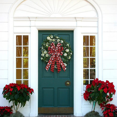 Hying Large Valentines Bows for Wreath, Valentines Wreath Bow Black Red Buffalo Plaid Bows Holiday Hearts Burlap Tree Topper Bows for Front Door D...