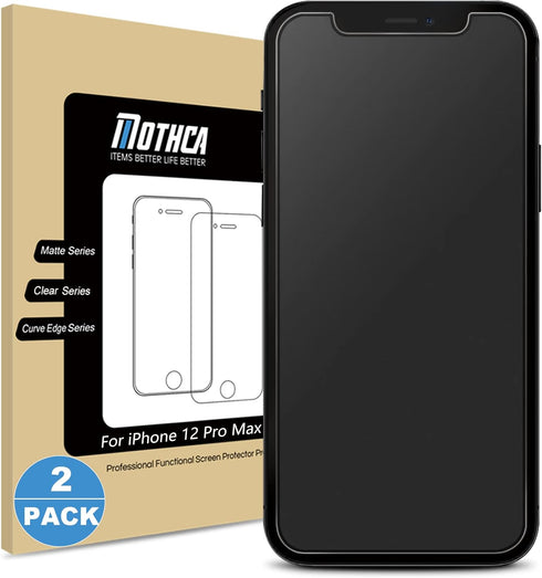 Mothca 2 Pack Matte Glass Screen Protector for iPhone 12 Pro Max Anti-Glare & Anti-Fingerprint Tempered Glass Clear Film Case Friendly Bubble Free...