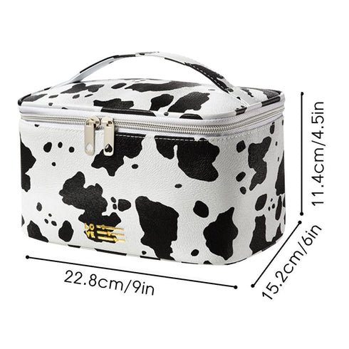 Meiyuuo Makeup Bag Bulk Cosmetic Bags Set 2PACK Organizers Medium Cosmetics Bag Small Make up Pouch for Purse for Women Ladies(Cute Cow Print)...