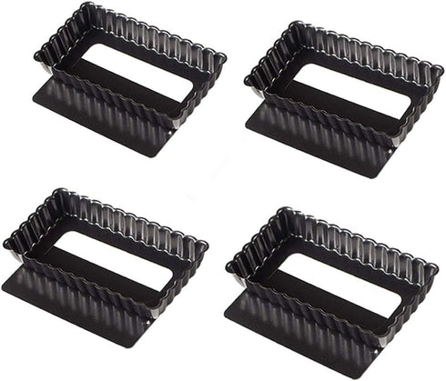 Webake 4 Pack Mini Tart Pans with Removable Bottom, Rectangular Baking Pan Non-Stick Cake Tin for Oven and Insta Pot Baking...