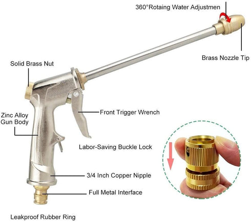 Garden Hose Nozzle,High Pressure Water Hose Nozzle Sprayer,3/4 Extra-Strong Solid Brass Connectors for Garden Hose,for Watering Plants,Lawn& Garde...