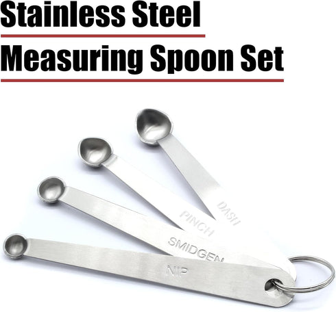 Luomorgo 4 Pcs/Set Measuring Spoons Set, Stainless Steel Measuring Spoons, Nip 1/64 tsp, Smidgen 1/32 tsp, Pinch 1/16 tsp, Dash 1/8 tsp for Measur...