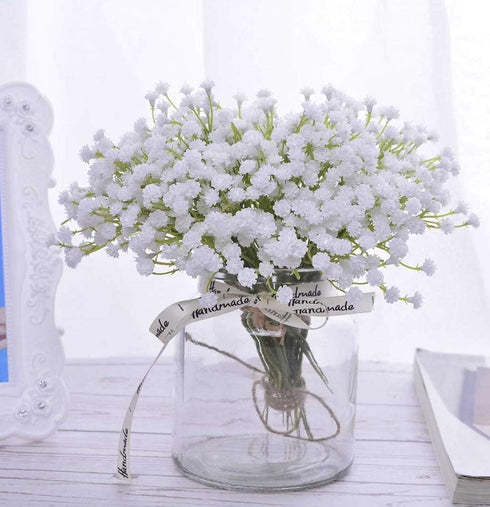 10Pcs 30 Bunches White Babys Breath Artificial Flowers Real Touch Fake Gypsophila Faux Plants for Wedding Garland Wreath Girl Crown Flower bonquet...