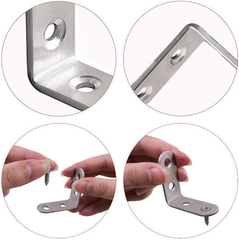 Onwon Corner Brace 40 x 40mm, 16 Pieces Angle Beacket, Stainless Steel Brace Corner, L Shaped Corner, Fastener Joints Fastener Beacket with 64 Pie...