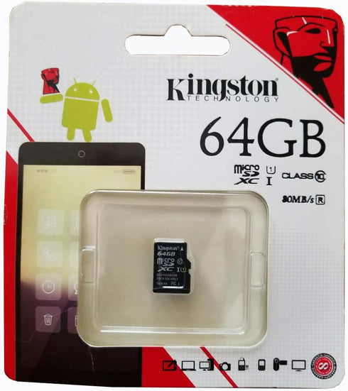 Kingston Digital 64GB microSDXC Class 10 UHS-I 45MB/s Read Card with SD Adapter (SDC10G2/64GB)...