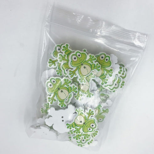 Healifty 50Pcs DIY Wooden Buttons,Sewing Buttons Frog Buttons 2 Holes Buttons Animal Buttons for Sewing DIY Craft Multicolored...