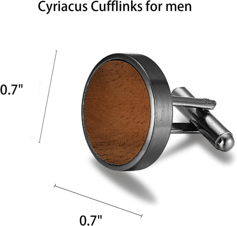 Men's Cufflinks Wood grain, Cufflinks for Men Round Solid for Regular Wedding Business Accessories Best Men...