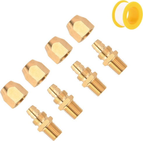 Air Hose Repair Kit, 4 Pack 3/8-Inch Solid Brass Reusable Hose Splicer Repair Kit (3/8 Inch 4 Pcs)...