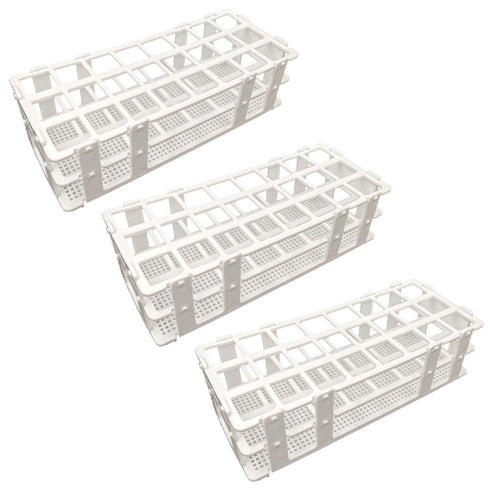 3 Packs Plastic Test Tube Rack, 24 Holes Lab Test Tube Rack Holder for 25mm Test Tubes, White, Detachable (24 Holes)...