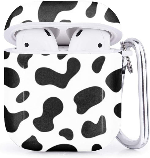 Compatible with Airpods 2 & 1 – Shockproof TPU Gel Portable Protection Soft Case Cover Skin with Carabiner Clip Keychain (Animal Print Dalmatians)...