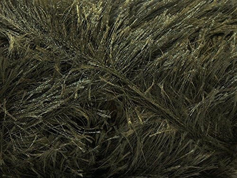 100 Gram Dark Khaki Green Eyelash Yarn Ice Fun Fur 164 Yards......