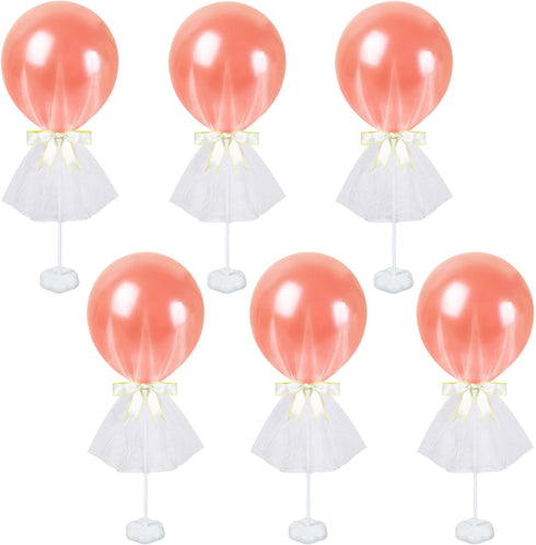 Rose Gold Party Supplies, 6 Pack Tutu Tulle Balloon Centerpieces Set for Women Girl Birthday Wedding Engagement Bachelorette Bridal Shower Party T...