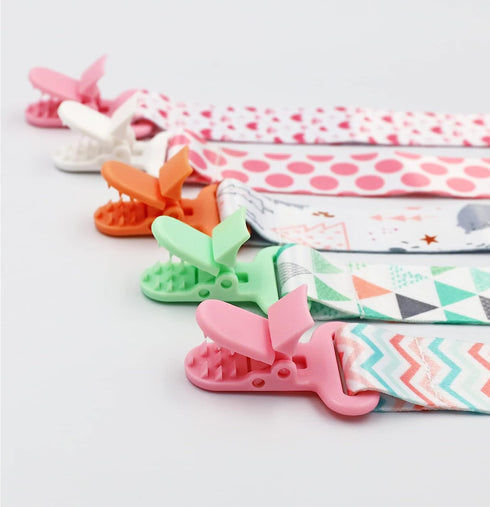 4 Pcs Baby Dummy Strap Clip, Pacifier Clip Dummy Holder Straps with 4 Silicone Adapter, Soother Chains Clips Fit All, Soothers, Teething Toys, Bab...
