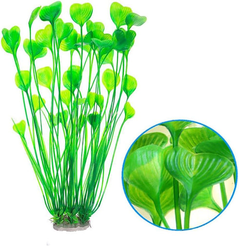 Artificial Plants Decoration Ornament for Fish Tank Aquarium Plastic Plants Tall 16 inch 2 Pack (Green)...