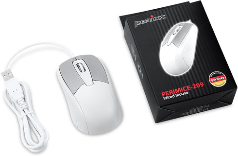 Perixx PERIMICE-209M 3 Button USB Wired Mouse - Optical - 1000 DPI - 5.9 Ft Cable - Beige...