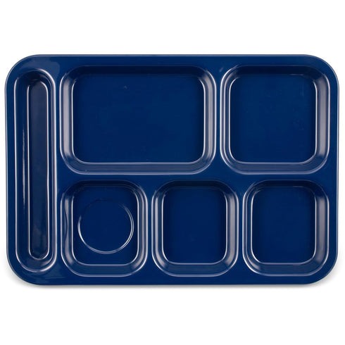 Carlisle FoodService Products Right Hand 6-Compartment Melamine Tray 14.5" x 10" - Dark Blue...