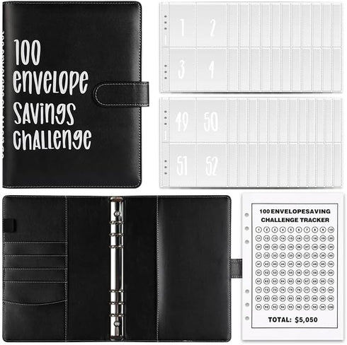 100 Envelopes Challenge Binder, A5 Money Saving Budget Binder with Cash Envelopes - Savings Challenges Book to Save $5,050,Self service financial ...