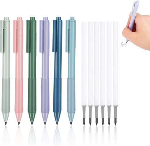 6pcs Infinity Pencil, Inkless Magic Pencils Reusable Everlasting Inkless Pen with 6 pcs Replaceable Refills Unlimited Writing Pencil for School Ho...
