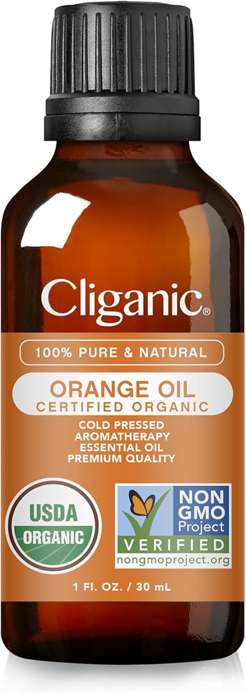Cliganic Organic Sweet Orange Essential Oil, 1oz - 100% Pure Natural for Aromatherapy Diffuser | Non-GMO Verified (Packaging May Vary)...