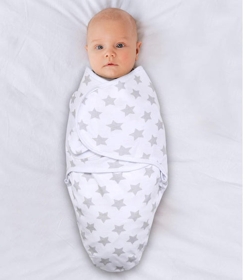 The Peanutshell Baby Swaddle Blankets for Boys or Girls, Grey Safari Animals & Stars, 3 Pack Wrap Set (Medium/Large)...