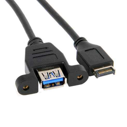 cablecc USB 3.1 Front Panel Header to USB 3.0 Type-A Female Extension Cable 50cm Panel Mount Type...