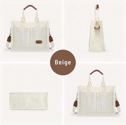 HOMIEE Tote Bag for Women Corduroy Handbags Casual Hobo Messenger Bag Retro Classic Shoulder Bag with Multi-pocket...