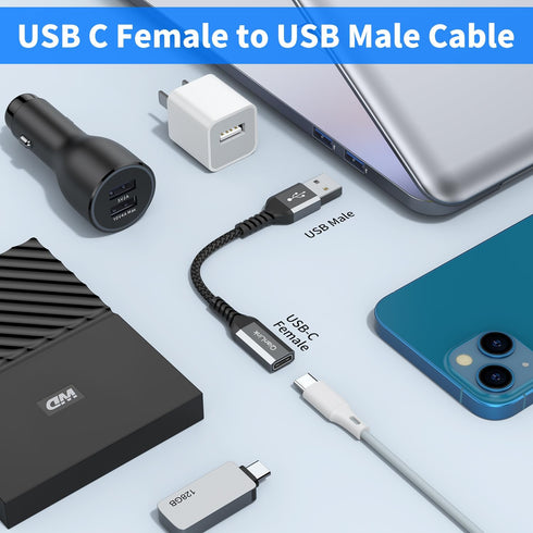 USB C Female to USB Male Adapter (2-Pack),Type C to USB A Charger Cable Converter for iPhone 15 14 13 12 11 Pro Max Plus, Samsung Galaxy Note 20 S...