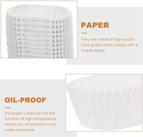 Boat Shape Paper Cups 1000 Pcs Small Baking Cups Oval Cake Paper Tray Boat Paper Baking Cups Loaf Bread Baking Liners Cupcake Liners for Muffins C...