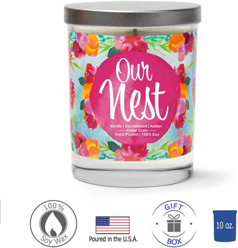 Our Nest | Vanilla, Sandalwood, Amber | Scented Soy Candles |10 Oz. Jar Candle | Poured in USA | Decorative Aromatherapy | Housewarming Gifts for ...