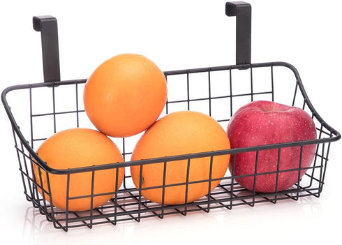 LeleCAT Basket with hook Grid Storage Basket, Hang it behind a door or on a railing, Over the Cabinet Door, Small, BLack,1 Pack...