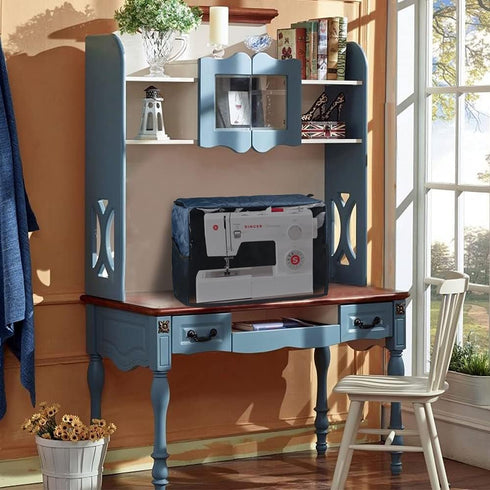 Sewing Machine Dust Cover Compatible with Most Standard Home Singer & Brother Machines, Visible PVC Window (Red)...