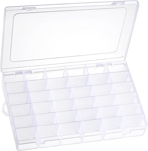 1 Pack 36 Grids Clear Plastic Organizer Box with Adjustable Dividers, Small Craft Organizers and Storage, Compartment Container for Bead, Nail, Je...