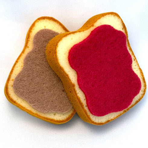 2-Count Fun PB&J Toast Dish Washing Compressed Cellulose Sponge with Socuring Pad for Kitchen Cleaning Supplies (1)...