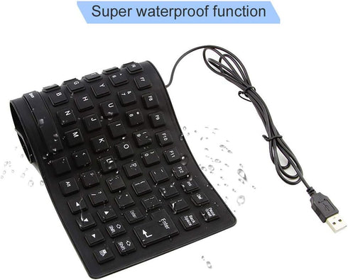 Foldable Silicone Keyboard, USB Wired 85 Keys Waterproof Rollup Silent Typing Soft Touch Keyboard for PC Notebook Laptop(Black)...