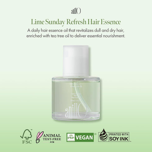 Lime Sunday Refresh Hair Essence with Vitamin C, Tea Tree Leaf Oil, Green Mint for Enhancing Hair Vitality and Protect Healthy Hair, Lime Citrus S...