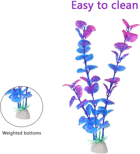 AQUANEAT Fish Tank Accessories,Fish Tank Plants, Aquarium Decorations Green Plants, 10pcs Purple Fish Tank Decorations...