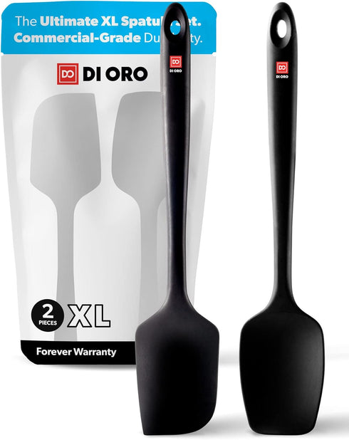 New DI ORO Seamless Series 2-Piece Silicone Pro XL Spoonula & Spatula Set - 600°F Heat-Resistant Nonstick Rubber Commercial Grade Kitchen Cooking ...
