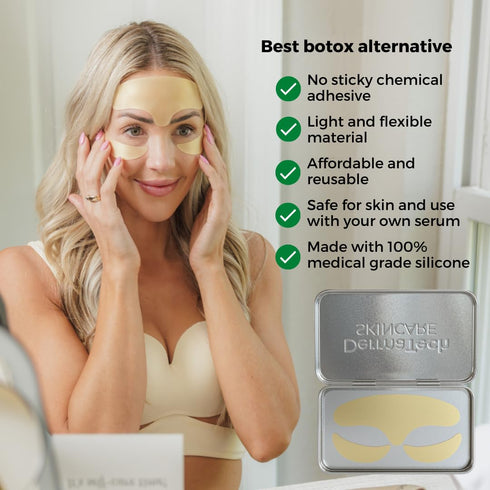 Reusable Silicone Face Patches Set | Eco-Friendly Forehead Wrinkle Patches with Tin Case | 100% Silicone Reusable Facial Patches | Forehead Wrinkl...
