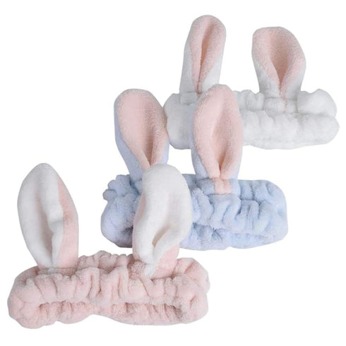 3 Pieces Cute Rabbit Ear Hairlace Soft Facial Headband Elastic Bunny Spa Skin Care Hairlace for Washing Face Beauty Skincare Shower...