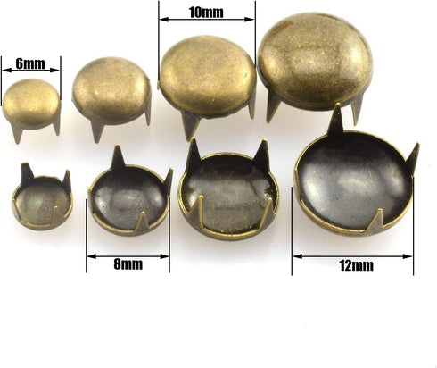 120pcs Bronze DIY Nailhead Round Dome Studs Assorted Kit Leathercraft Rivet Metal Punk Spikes Spots for Punk Rock Leather Craft Clothes Belt Bag S...