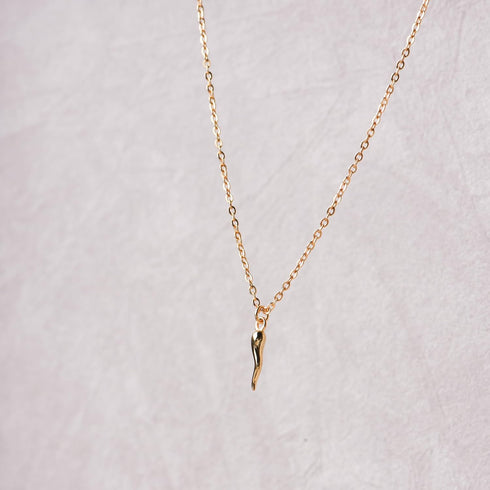 LEMON GRASS Minimalist Dainty Gold Italian Horn Necklace | Sterling Silver Lucky Horn Dainty Protection Necklace Layer Cornicello Jewelry...