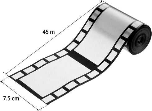 Gejoy 2 Rolls Filmstrip Tape Movie Party Decorations Filmstrip Poly Streamers Movie Reel Decor White and Black Material Film Border Roll for Cinem...