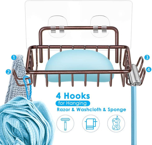 Nieifi Shower Caddy Shelf with Hooks Storage Rack Organizer Adhesive Stainless Steel without Drilling for Bathroom, Lavatory, Washroom, Restroom, ...
