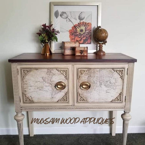 MUXSAM 4Pcs Wood Carved Appliques Onlays, Unpainted Wooden Corner Carvings Decals Frame Molding Set for Wall Door Mirror Cabinet Dresser Cupboard ...