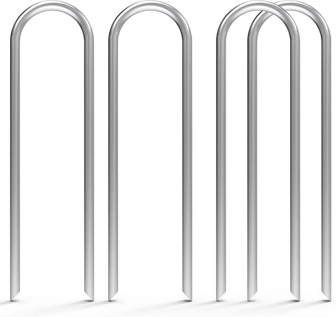MySit 12 Pack 12 Inch Garden Stakes Heavy Duty 11 Gauge Galvanized Yard Staples U Pegs Fences Drip Irrigation Securing Stakes Loop Stake for Ancho...