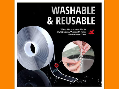Double Sided Tape Heavy Duty, Multipurpose Removable Mounting Tape Adhesive, Reusable Strong Stick Wall Tape Strip Clear Adhesive for Poster Carpe...
