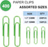 Paper Clips Assorted Sizes 400 Pieces, 2"?50mm?Large Paper Clips and 1.3" ?33mm?Paper Clips Medium Size, Sturdy Coated Paper Clips Smooth for Offi...